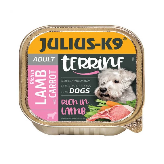 Julius-K9 Dog Terrine Adult Lamb&Carrot - nedveseledel (bárány,sárgarépa) felnőtt kutyák részére (150g)