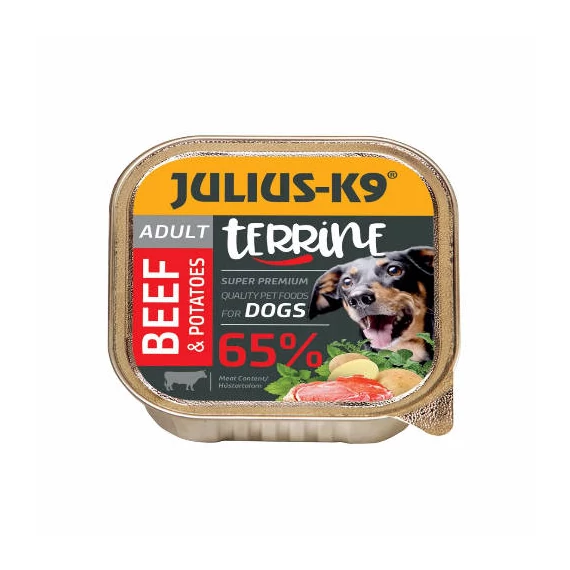 Julius-K9 Dog Terrine Adult Beef & Sweet Potatoes (marha,édesburgonya)- nedves eledel felnőtt kutyák részére (150g)