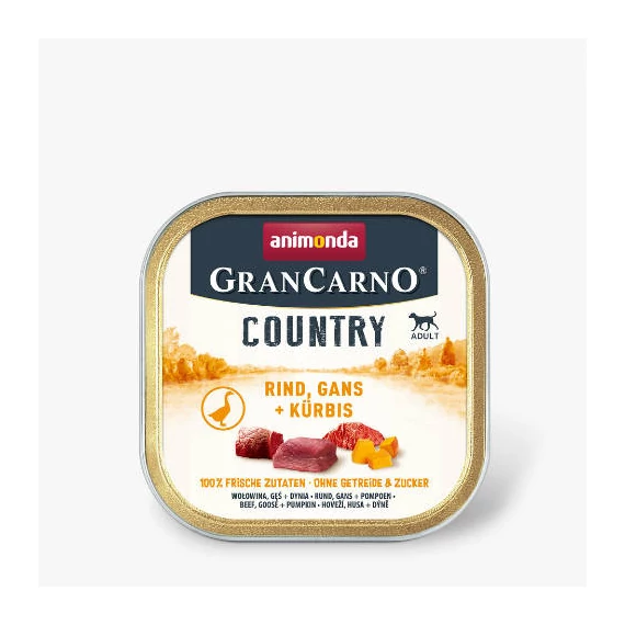 Animonda GranCarno Country (marha, liba, sütőtök) alutálkás - Felnőtt kutyák részére (150g)
