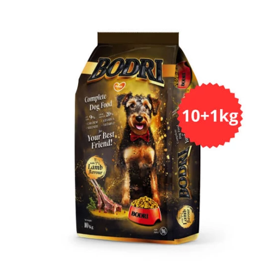 Akciós Túltöltött Bodri Adult (bárány) száraztáp - Felnőtt kutyák részére (10+1kg)