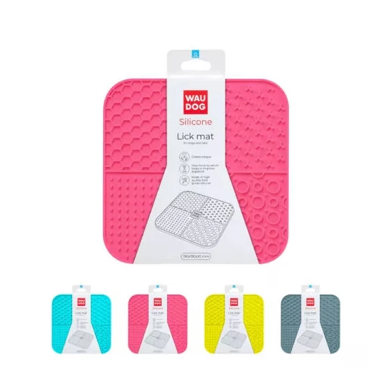 Waudog Silicone Lick Mat - nyalogató szőnyeg (szilikon,pink) kutyák és macskák részére (19x19cm)