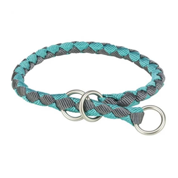 KT25.Trixie Cavo - fonott nyakörv - aqua/grafit - (L-XL) kutyák részére (52-60/Ø18mm)