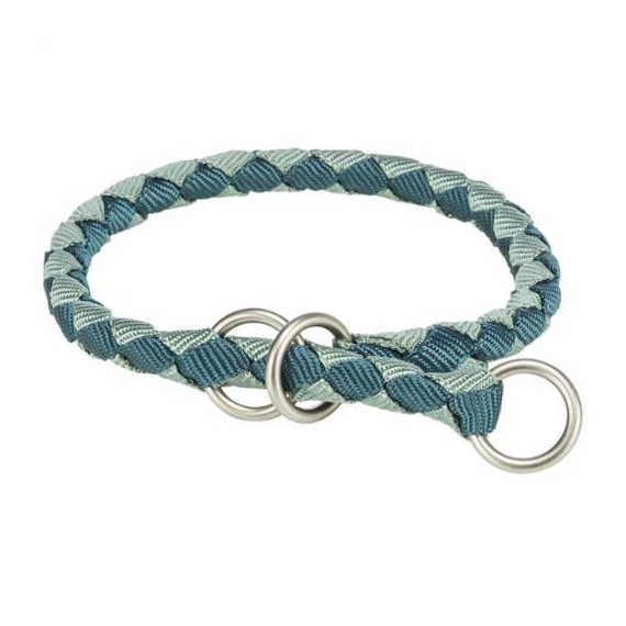 KT25.Trixie Cavo Stop-the-pull Collar - fonott nyakörv (petrolkék/zsálya) kutyák részére (S) 30-36/Ø12mm