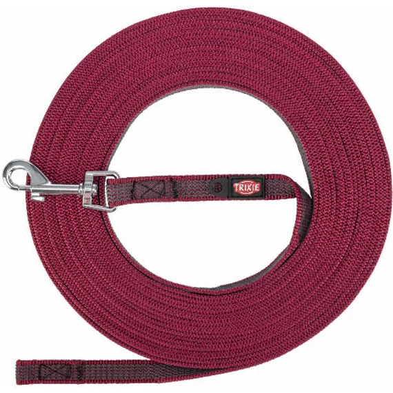 Trixie Tracking Leash, rubberized - nyomkövető póráz, gumírozott, S-M: 5m/15mm, sangria málna