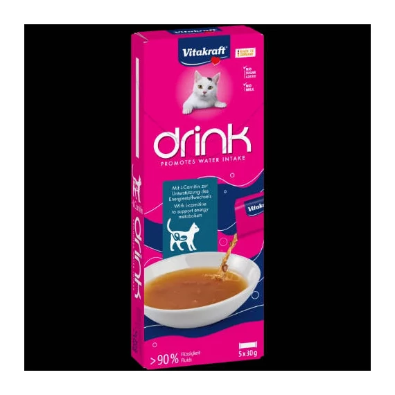 Vitakraft Drink salmon flavor+L-carnitine - jutalomfalat (lazac, L-Carnitin) macskák részére (5x30g)