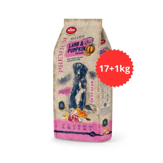 Akciós Túltöltött alicePROFESSIONAL 17+1kg Adult Balance Lamb&Pumpkin száraztáp - Felnőtt kutyák részére