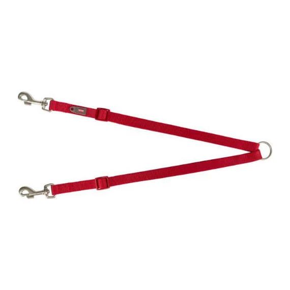 Trixie Prémium ikervezető póráz, M-L: 40-70cm/20mm, piros