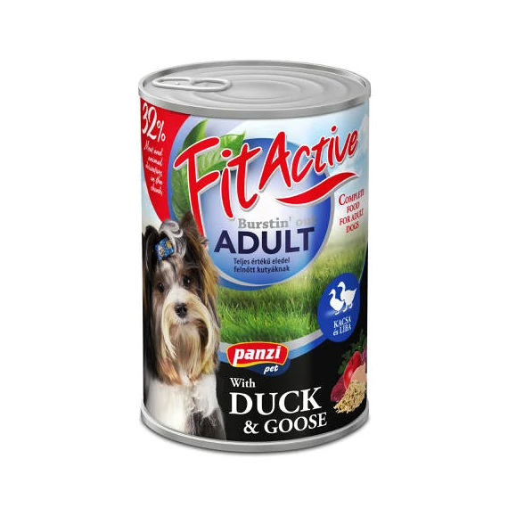 FitActive konzerv Adult - nedveseledel (kacsa-liba) felnőtt kutyák részére (1240g)