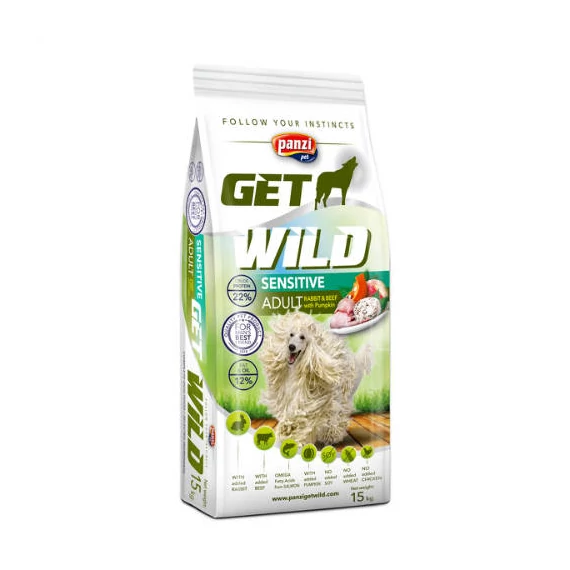 Panzi GetWild 15kg Adult Sensitive Rabbit&Beef with Pumpkin' (Nyúl-Marha-tök)(chicken&wheat free)