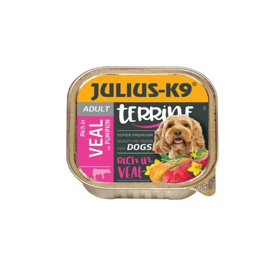 Julius-K9 Dog Terrine Adult Veal&Pumpkin - nedveseledel (borjúy,sütőtök) felnőtt kutyák részére (150g)