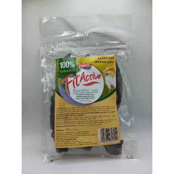 FitActive snack - jutalomfalat (szárított marhaszív) CRT kutyák részére (10*100g)