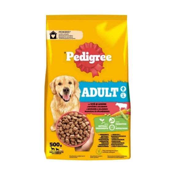 Pedigree Adult Beef & Poultry - Szárazeledel (Marhahússal és zöldséggel) felnőtt kutyák részére (500g)