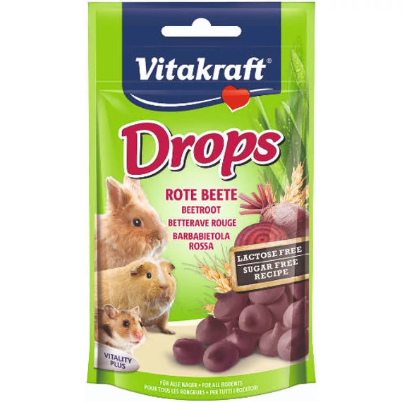 Vitakraft Drops (cékla) - jutalomfalat rágcsálóknak (75g)