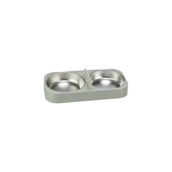 trixie Double bowl, plastic/stainless steel - műanyag fehér tál etetőautomatához, 5l/32x5x16cm