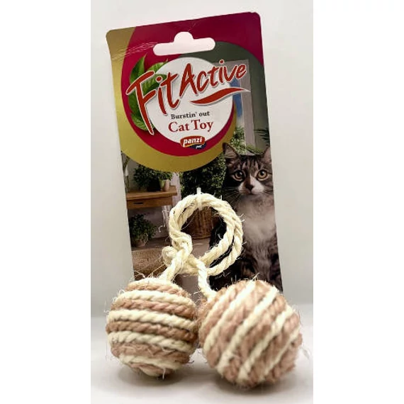 Fitactive 2 Balls on a Rope - kötél játék (labda) macskák részére (Ø4.5cm)