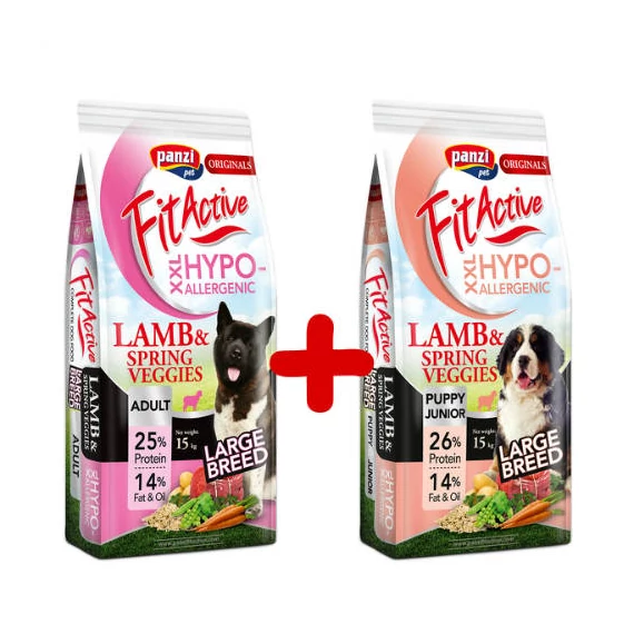 CSOMAG AKCIÓ: FitActive ORIGINALS 2*15kg XXL HYPOALLERGENIC Lamb&Spring Veggies