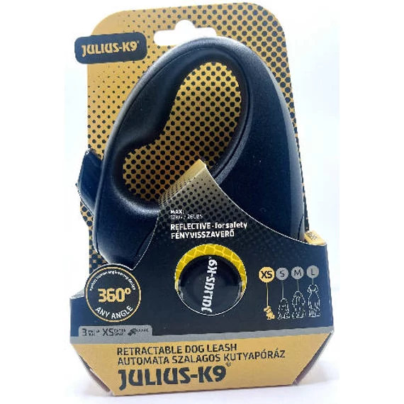JK9 Retractable Dog Leash -  automata szalagos póráz (neon narancs) kutyák részére (XS) 3 méter