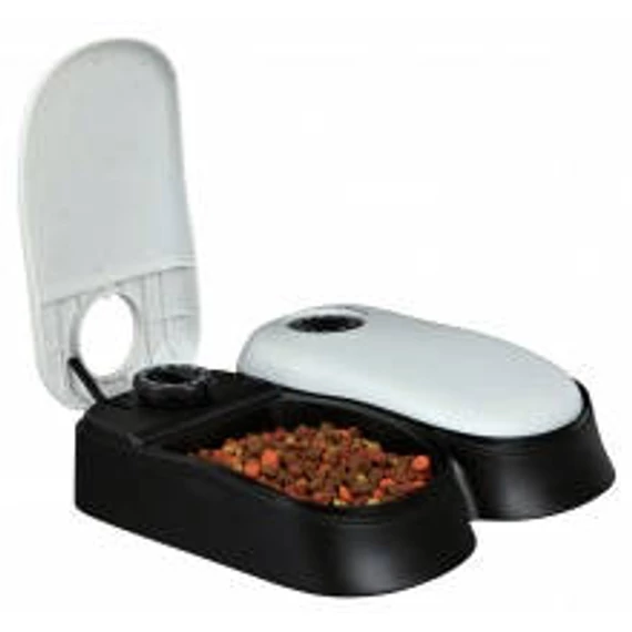 Trixie TX2 Automatic Food Dispenser - automata etető (fehér,fekete) 2x0,3l (Ø27x7x24cm)