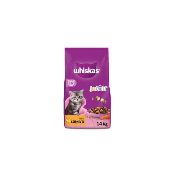 Whiskas Junior (2-12months)  - Szárazeledel (csirke) kölyökmacskák részére (14kg)