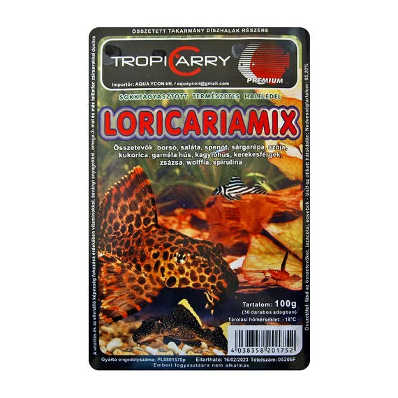 Fagyasztott TropiCarry Loricariamix - díszhalak részére (100g/30 adag)
