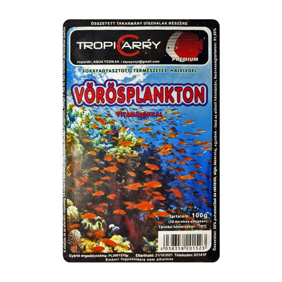 Fagyasztott TropiCarry Vörösplankton - díszhalak részére (100g/30 adag)