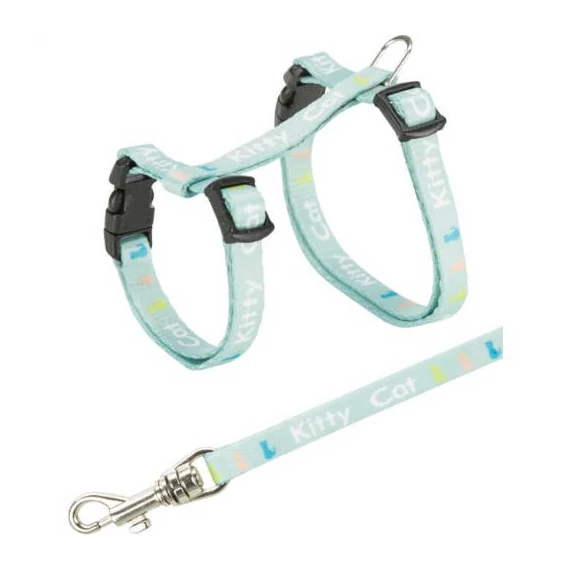 Trixie Junior Harness with Lead - hám és póráz szett (mintás) kölyökmacskák részére (21–33 cm/8 mm, 1.20 m)