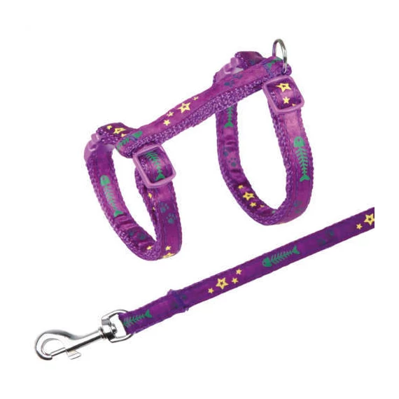 Trixie Harness with Lead - hám és póráz szett (mintás) macskák részére (23–39 cm/10 mm, 1.20m
