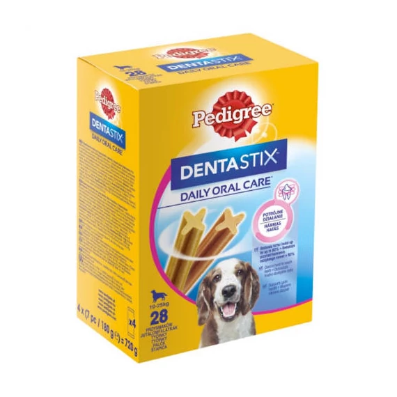Pedigree DentaStix 10-25kg - jutalomfalat (fogtisztító) Közepes testű kutyák részére 4x (7db/180g)