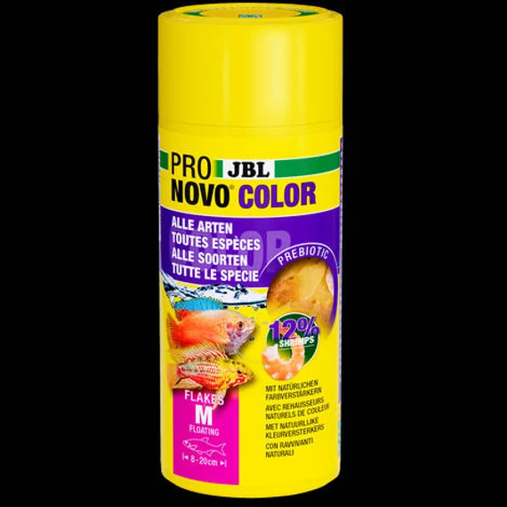 JBL Pronovo Color Flakes M - Színes eledelpelyhek az erős színekért minden 8-20 cm-es akváriumi halak részére (250ml/45g)