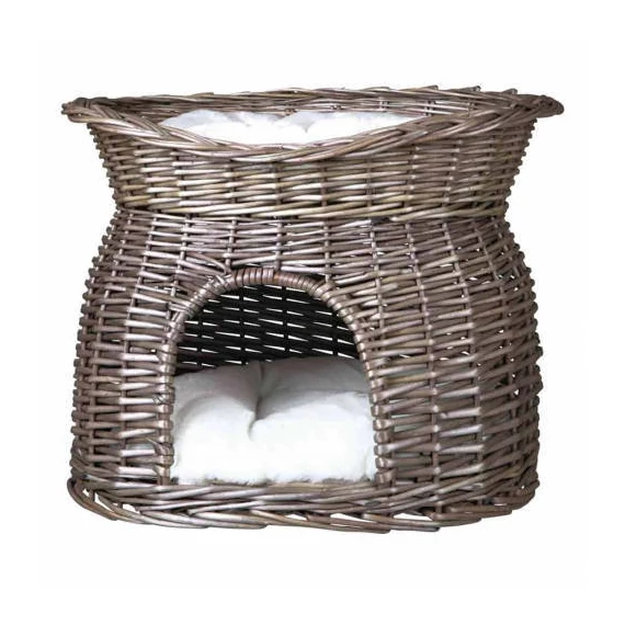 Trixie Wicker Cave with Bed on Top -  fonott macskabútor (szürke) 54x43x37cm