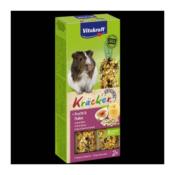 Vitakraft Kracker Dupla Rúd (gyümölcs & gabonapehely) – kiegészítő eleség tengerimalacok részére (2x56g)