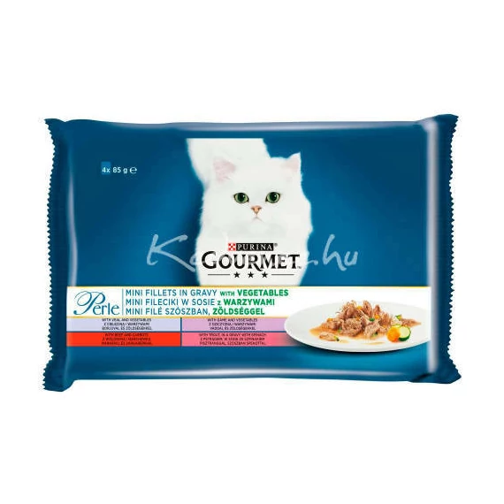 Gourmet Perle grillezett falatok szószban (borjú,vad,marha,pisztráng) nedvestáp - macskák részére (4x85g)