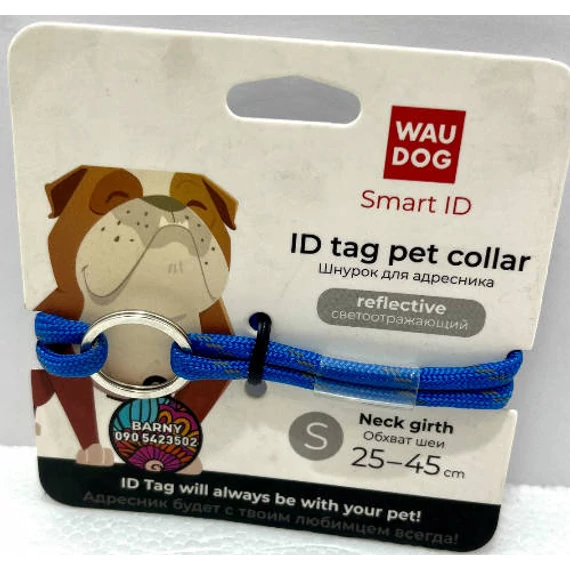 WAUDOG nyakörv, Smart ID jelöléssel, paracord,fényvisszaverő, S d 4mm, L:25-45cm, kék