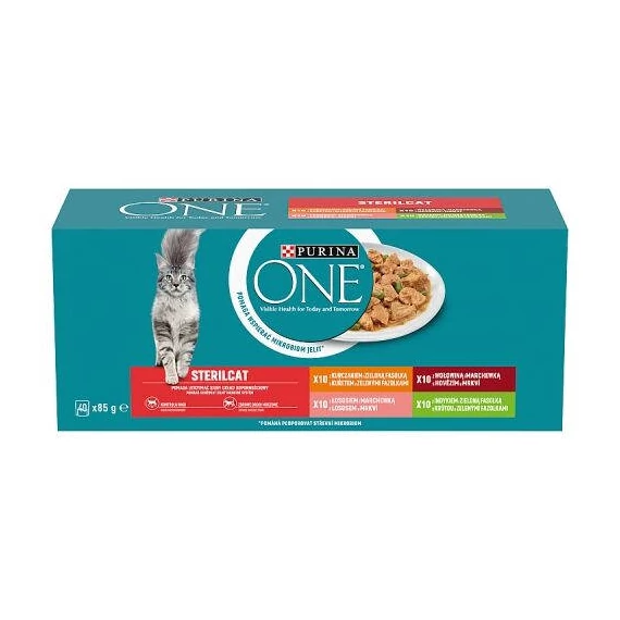 Purina ONE Sterilcat - nedves eledel (marha, sárgarépa) macskák részére (40x85g)