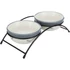 Kép 1/2 - Trixie Bowl Set - kerámia tál (piros,mintás) fém állványban macskák részére (2x0,3l /Ø12cm)