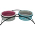 Kép 1/2 - Trixie Bowl Set - kerámia tál (színes,mintás) fém állványban macskák részére (2x0,3l /Ø12cm)