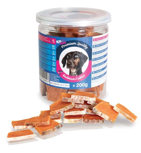 KidDog Premium Salmon Cubes - jutalomfalat (lazac) kutyák részére (200g)