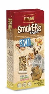 Vitapol Smakers rúd (gyümölcs,mogyoró,popcorn) - prémium duplarúd - rágcsálók és nyulak részére (135g)