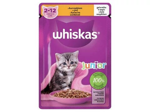 Whiskas Junior Chicken - Nedves eledel (csirke, zselében) kölyökmacskák részére (85g)