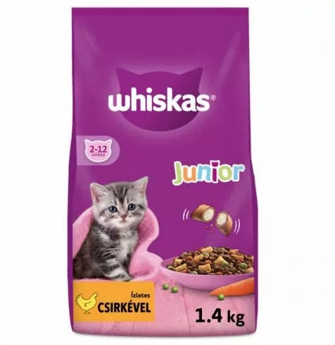 Whiskas Junior (2-12months) - Szárazeledel (csirke) kölyökmacskák részére (1,4kg)
