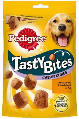 Pedigree Tasty Minis Chewy Cubes - jutalomfalat (csirkés,kacsa) kutyák rézére (130g) 6db/#