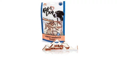 KidDog Salmon sandwich triangles - jutalomfalat (lazac) kutyák részére (80g)