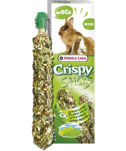 Versele-Laga Crispy Sticks Rabbits Guinea Pigs Dupla rúd (zöld rét) - kiegészítő eleség nyulak és tengerimalacok részére (140g)