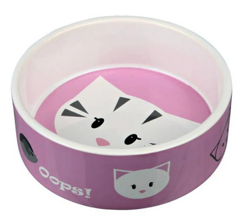 Trixie Ceramic Bowl - kerámia tál (fehér, mintás) macskák részére (0,3l /Ø12cm)