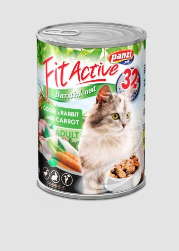 Fitactive konzerv Adult (liba,nyúl,sárgarépa) konzerv - Felnőtt macskák részére (415g)