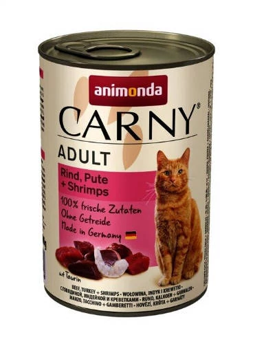 Animonda Carny Adult (marha,pulyka,garnélarák) konzerv - Felnőtt macskák részére (400g)