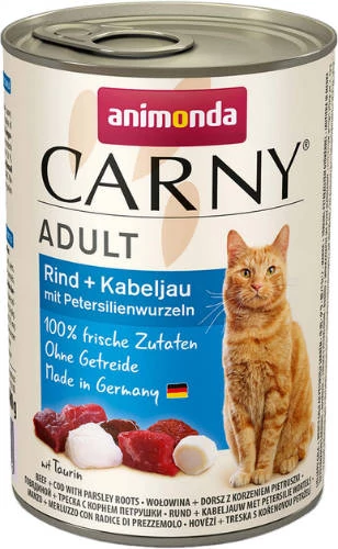 Animonda Carny Adult (tőkehal,petrezselyemgyökér) konzerv - Felnőtt macskák részére (400g)