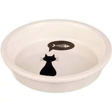 Trixie Ceramic Bowl - kerámia tál (fehér, mintás)  macskák részére (0,25l /Ø13cm)
