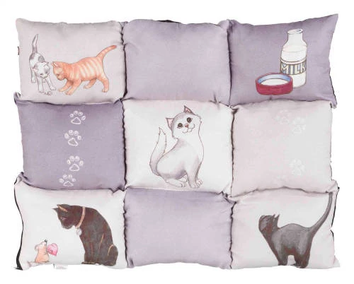 KT25.Trixie Patchwork Cat Cushion - pecsvörk párna (szürke) macskák részére (45x55cm)
