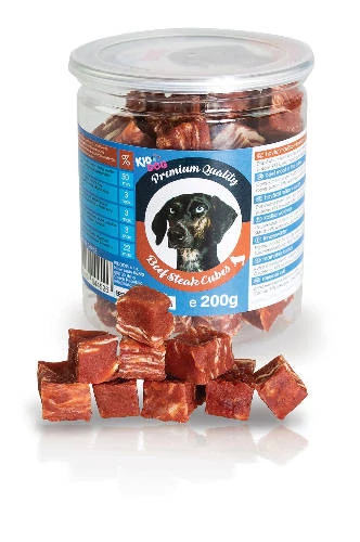 KidDog Beef Steak Cubes - jutalomfalat (marha) kutyák részére (200g)